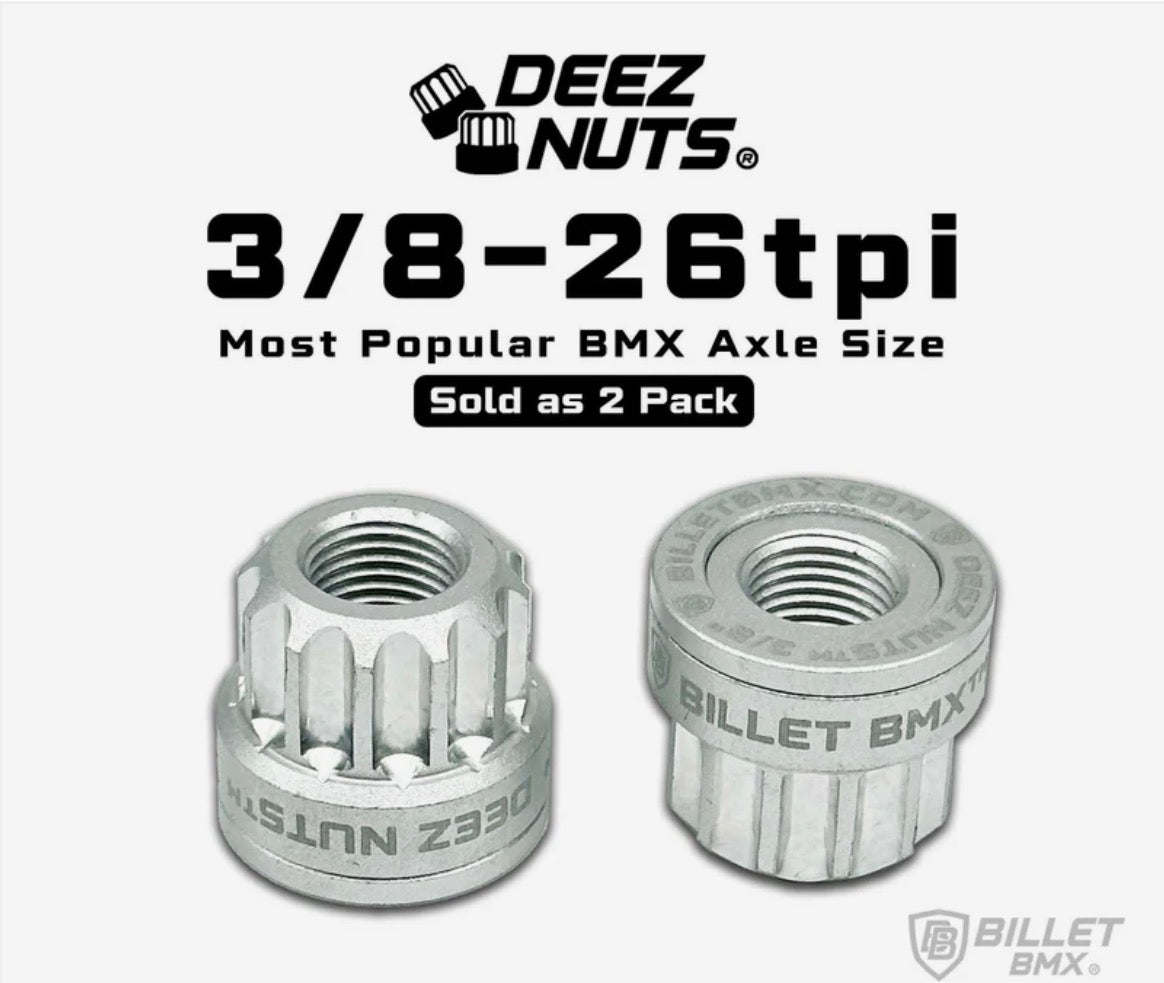 BILLET BMX DEEZ NUTZ SILVER 3/8-26