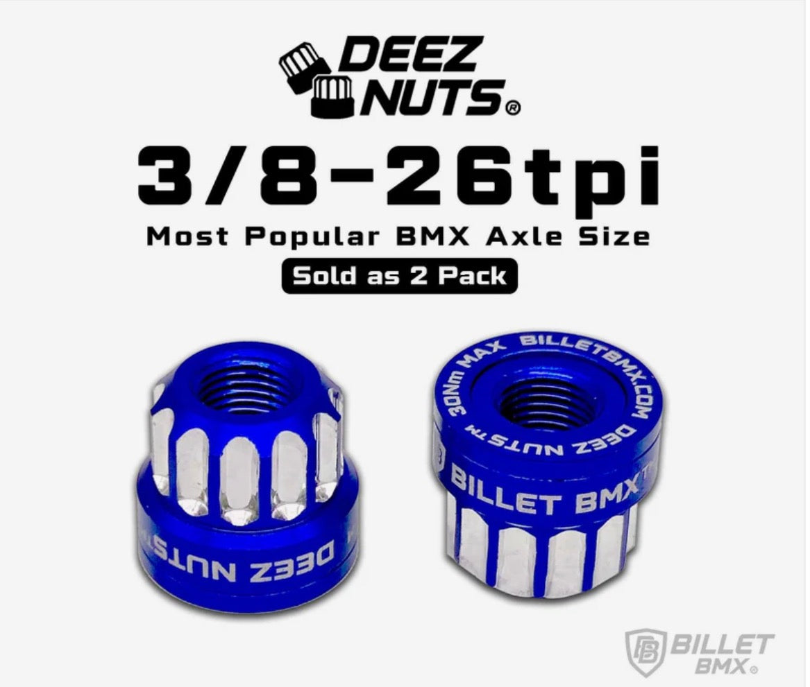 BILLET BMX DEEZ NUTZ BLUE 3/8-26