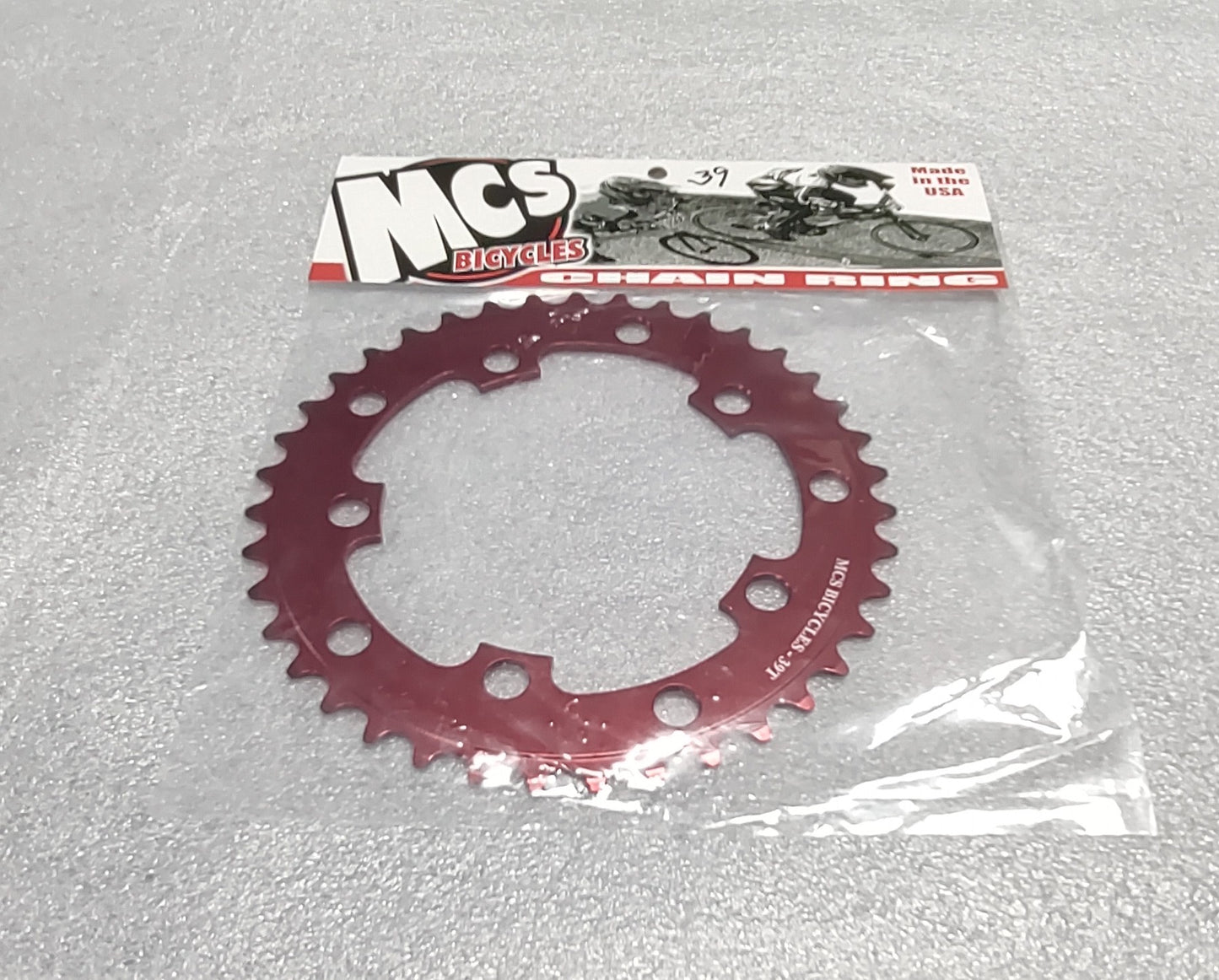 Mcs 5 hole chain ring 39 tooth red