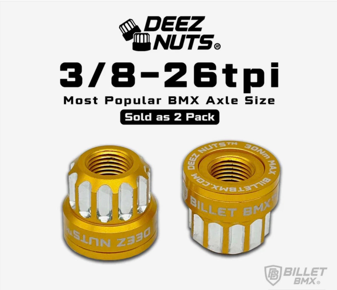 BILLET BMX DEEZ NUTZ GOLD 3/8-26