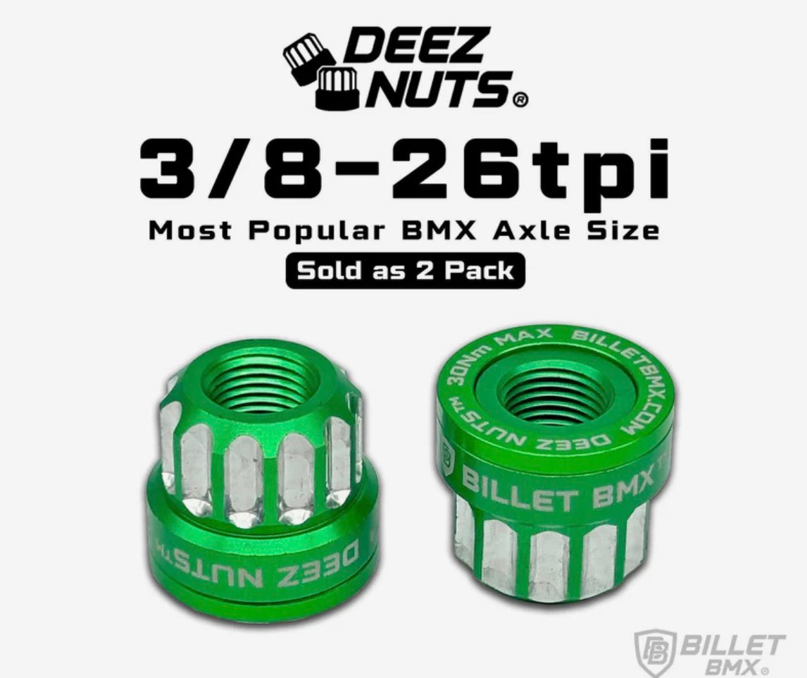 BILLET BMX DEEZ NUTZ GREEN 3/8-26