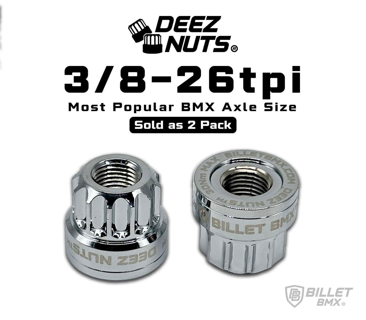 BILLET BMX DEEZ NUTZ CHROME 3/8-26